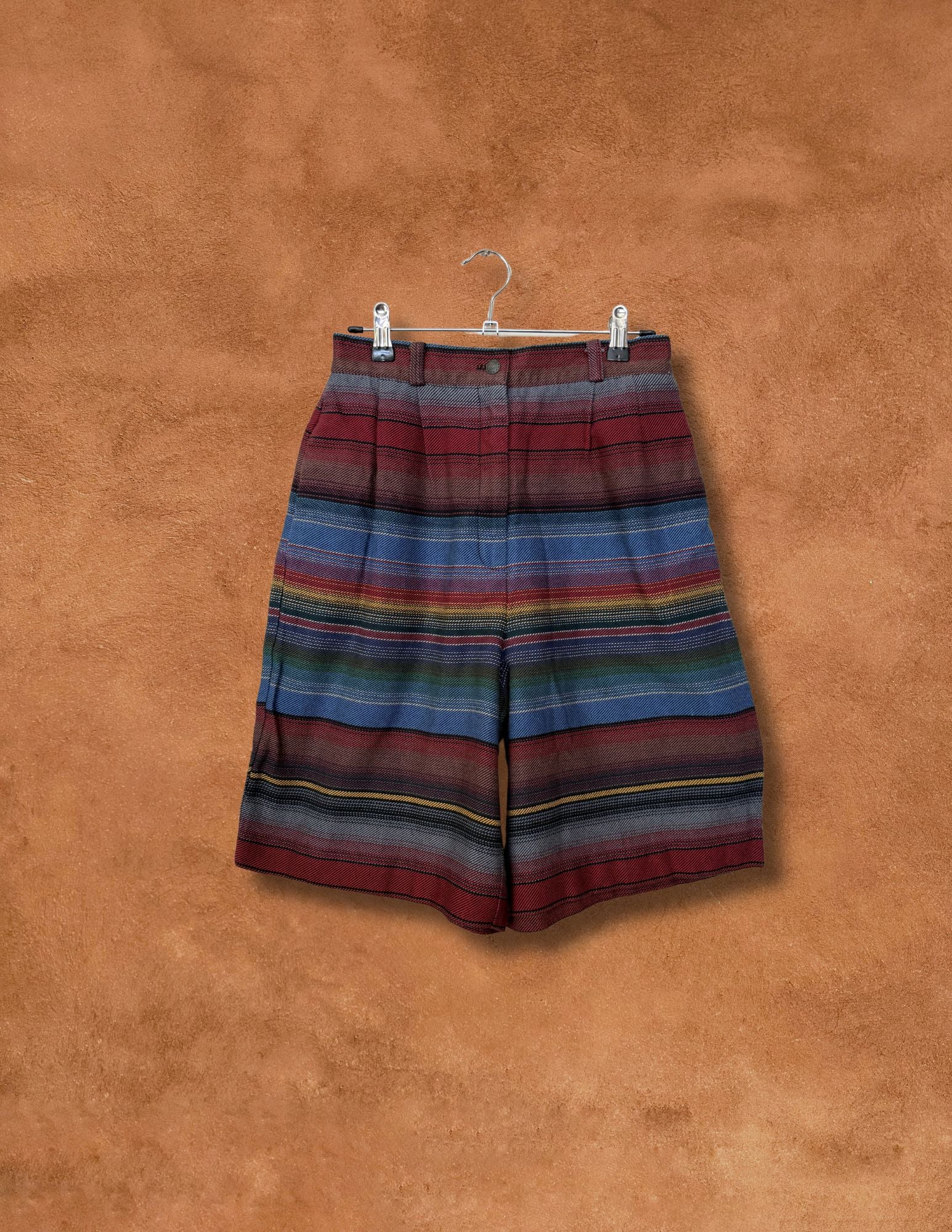 Vintage 80s High Waisted Shorts- Serape Stripe 26/29