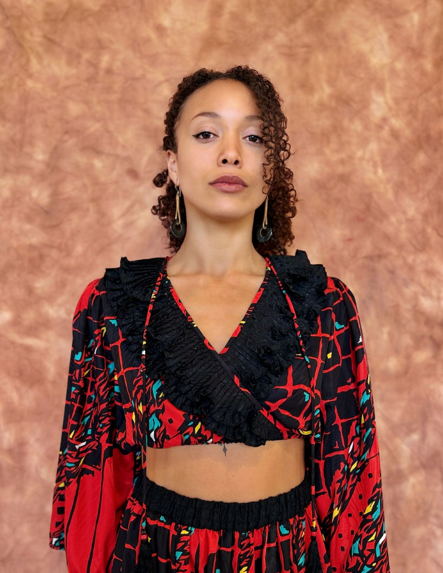 Vintage 80s Ruffle Crop Top