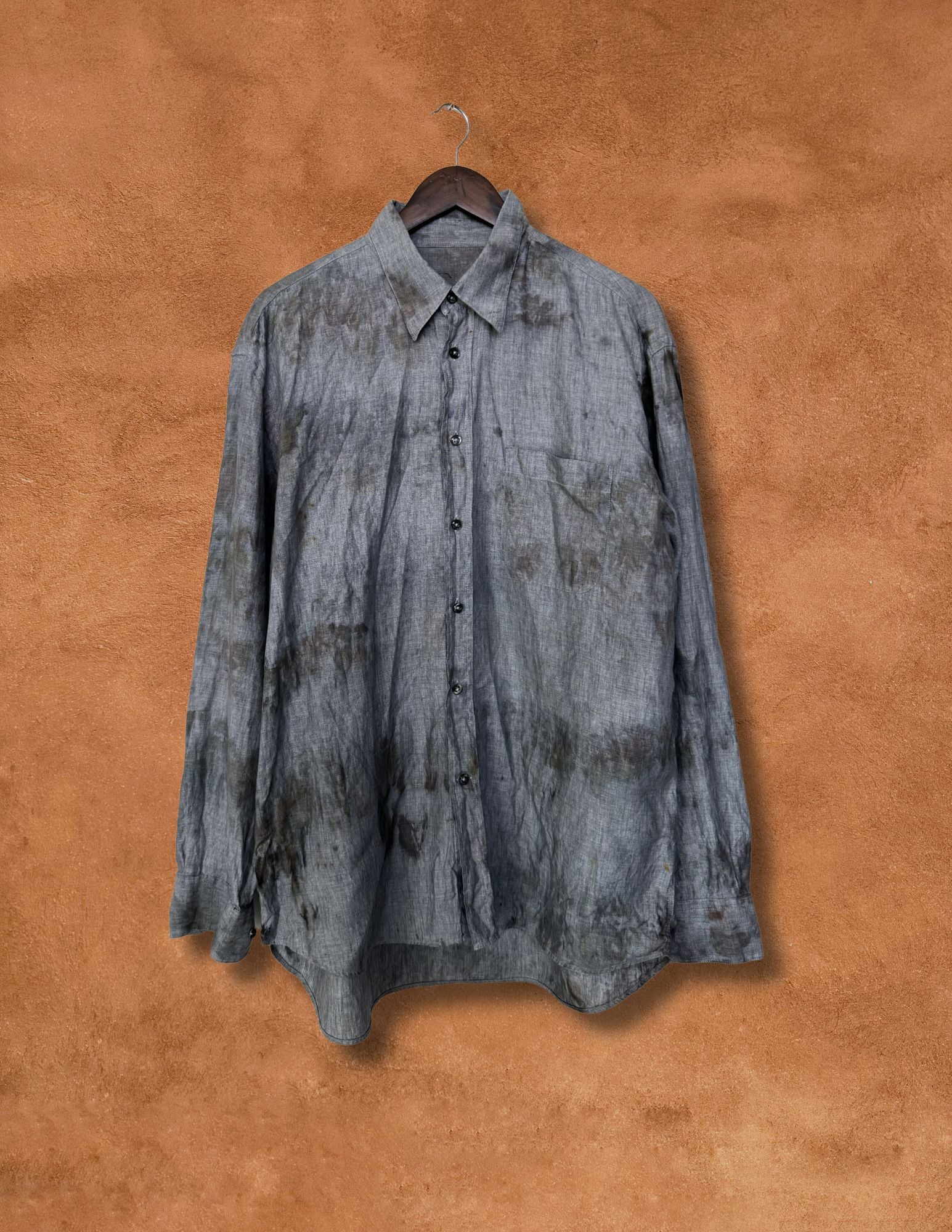 Upcycled Vintage Linen Menswear Shirt 50 x 30