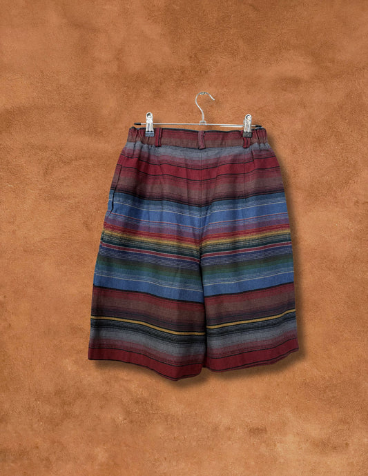Vintage 80s High Waisted Shorts- Serape Stripe 26/29