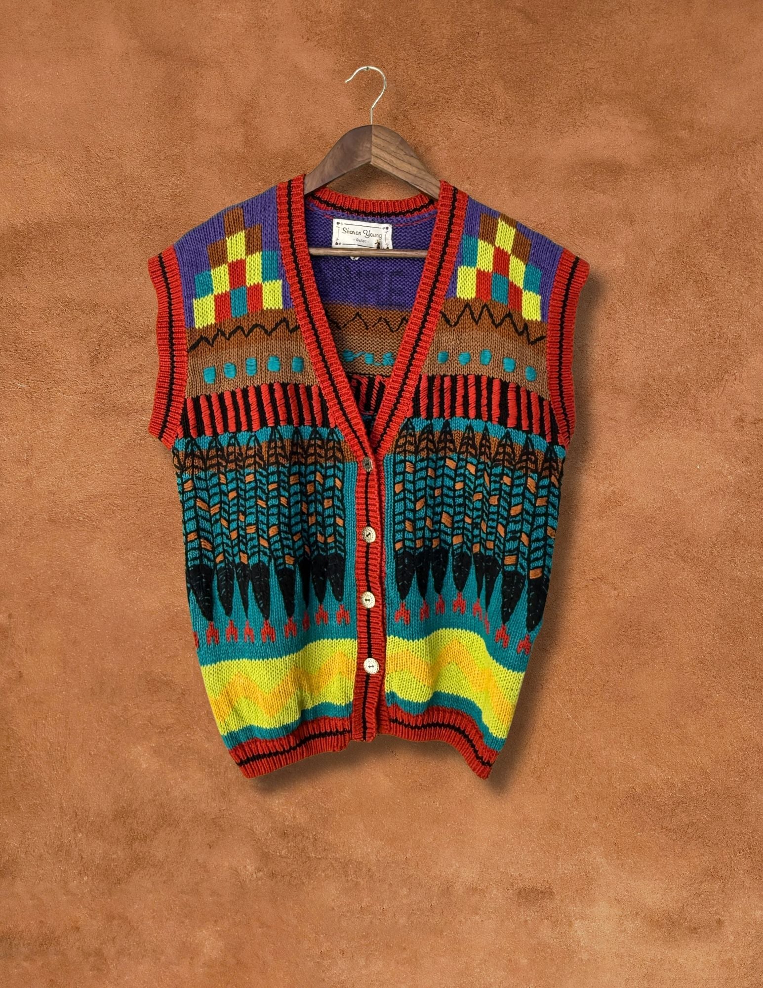 Vintage 80s Sweater Vest 42 x 26
