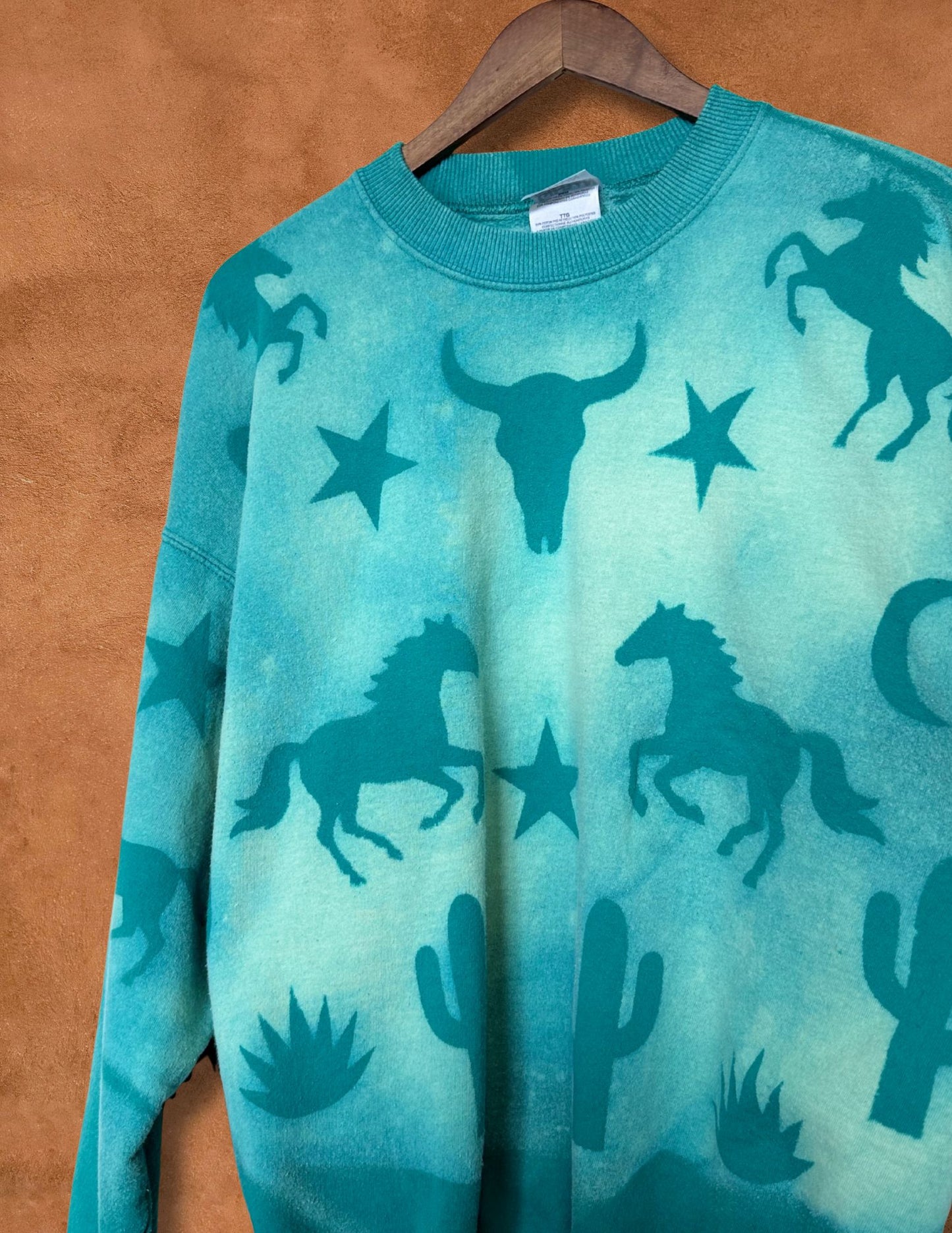 Upcycled Vintage Crewneck Sweatshirt- 54 x 28 Eclectic Southwest