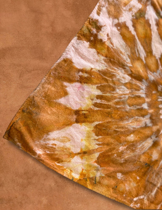 Hand Dyed Limited Edition Raw Silk Bandana- Ochre