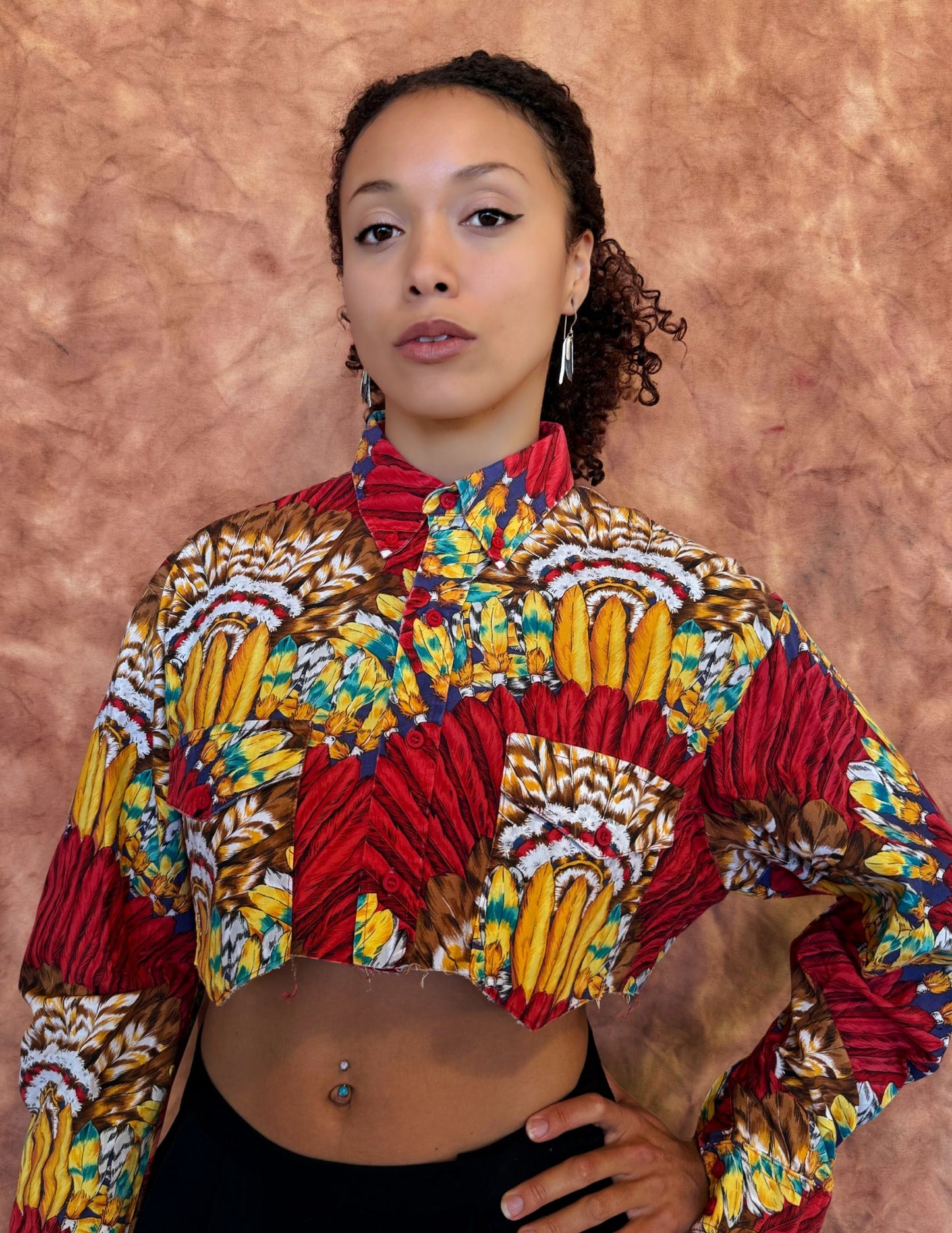 Upcycled Vintage Cropped Western Shirt