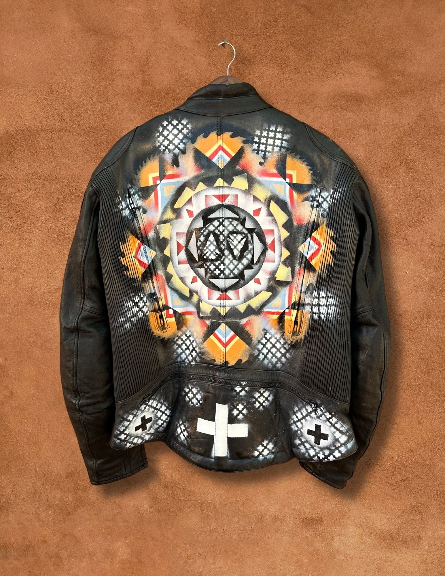 Upcycled Vintage Handpainted Motorcycle Jacket by