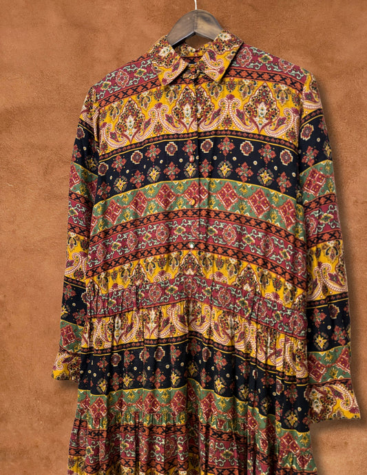 Vintage 80s Paisley Dress 42 x 54