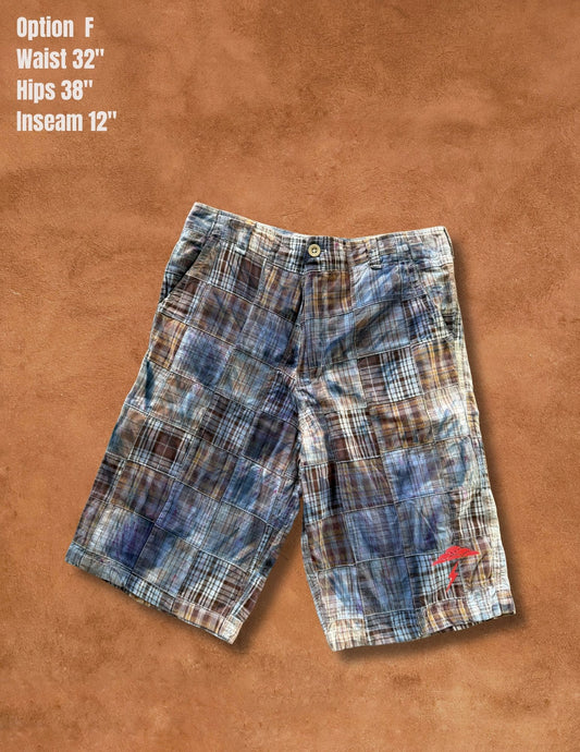 Upcycled Vintage Madras Plaid Shorts- 30/32/34/36