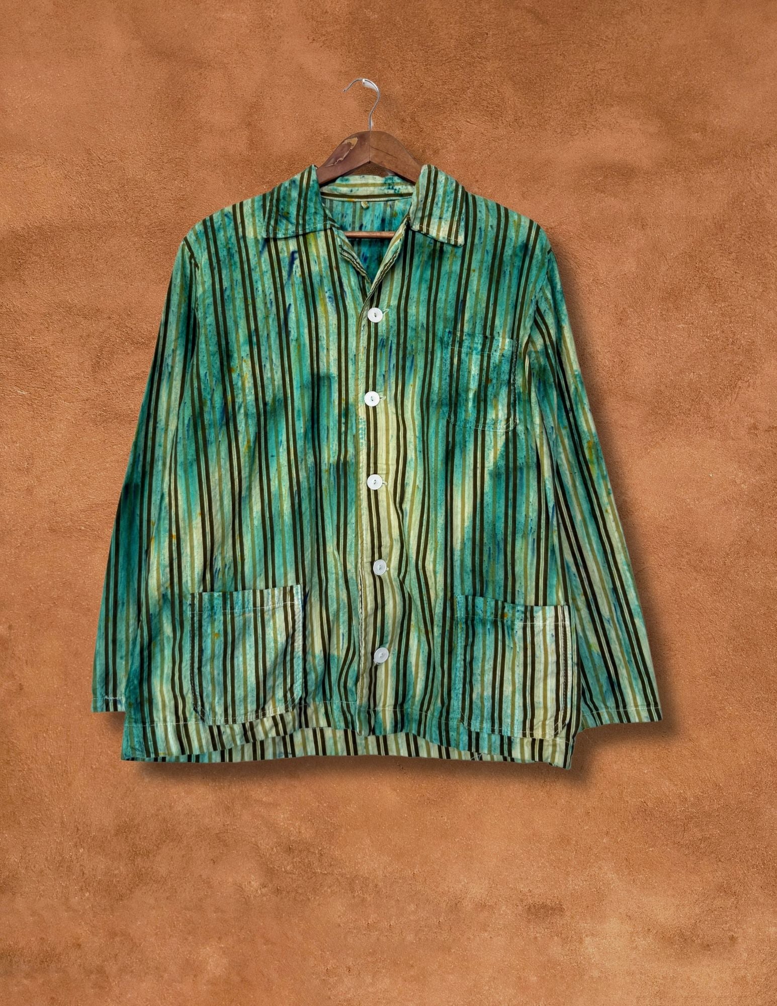 Upcycled Vintage Pajama Top- Sea Glass