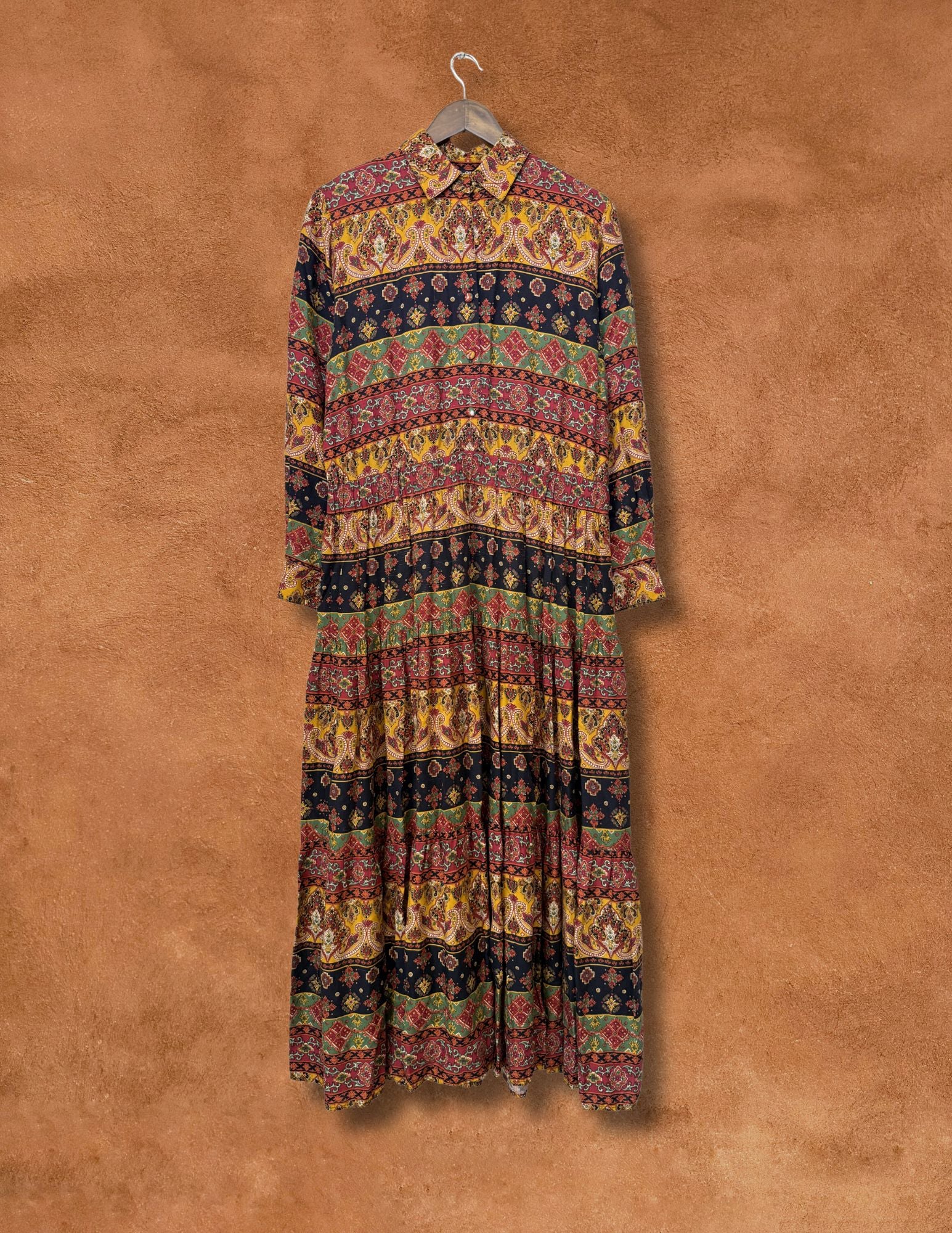Vintage 80s Paisley Dress 42 x 54