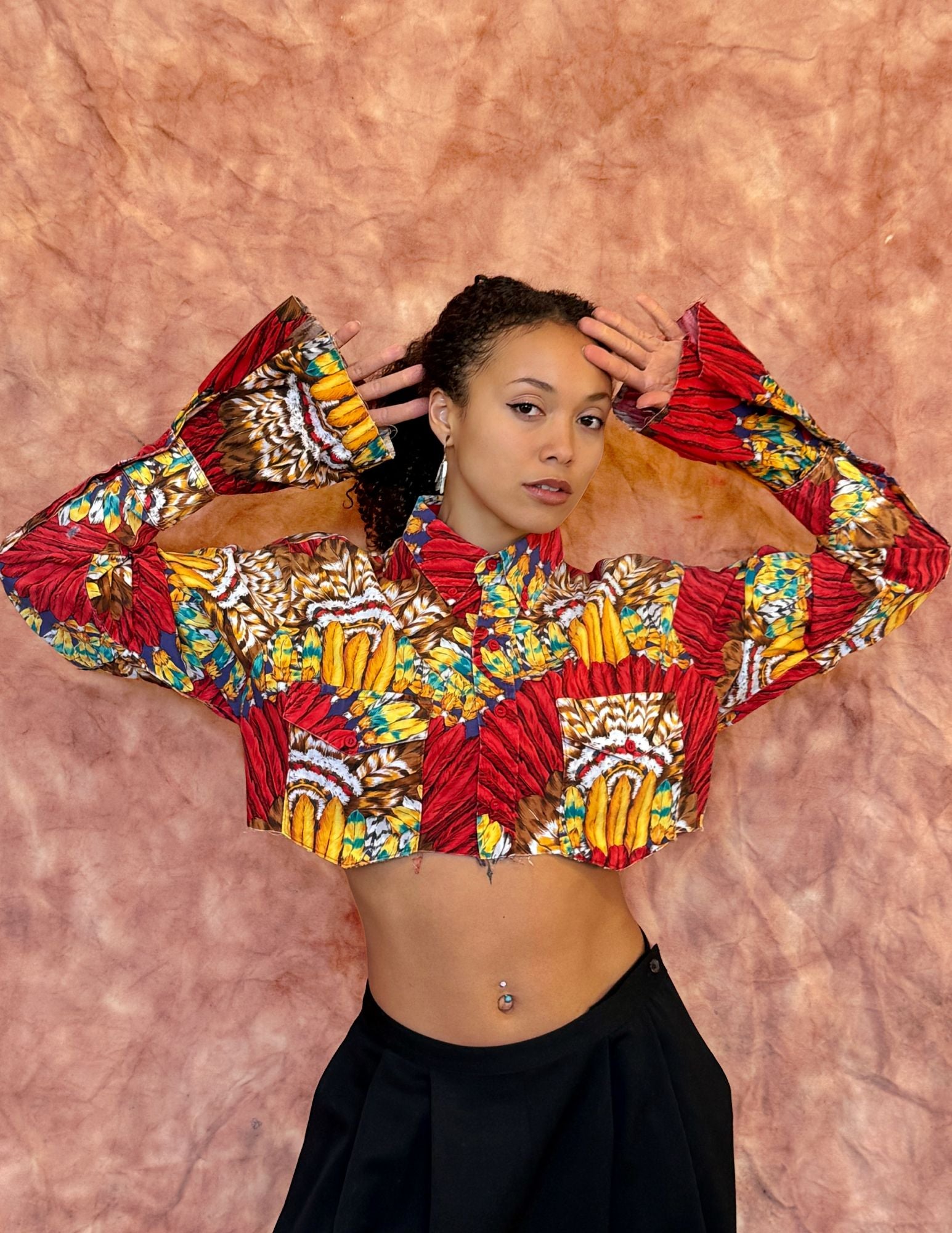 Upcycled Vintage Cropped Western Shirt