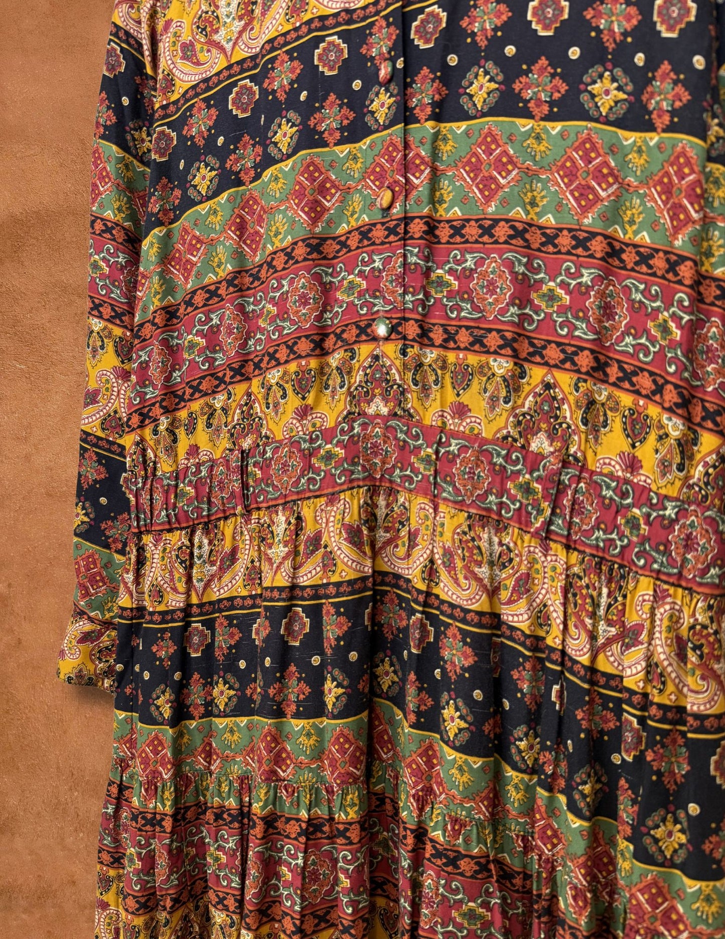 Vintage 80s Paisley Dress 42 x 54