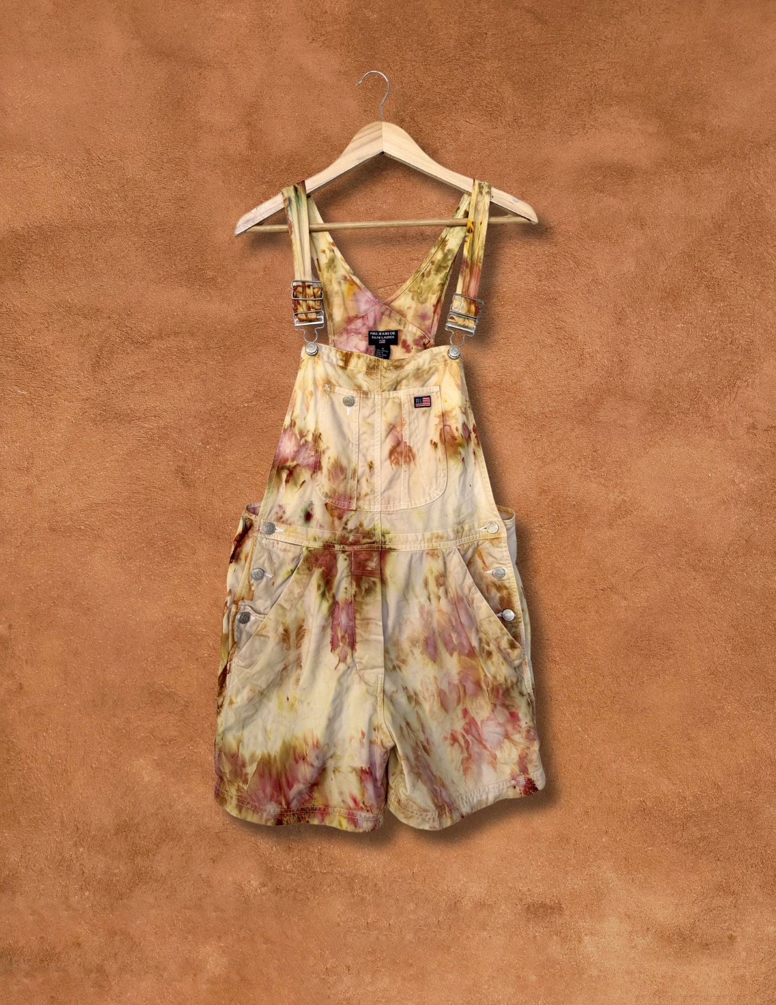 Upcycled Vintage 80s Cotton Canvas Short Overalls 32 x 5
