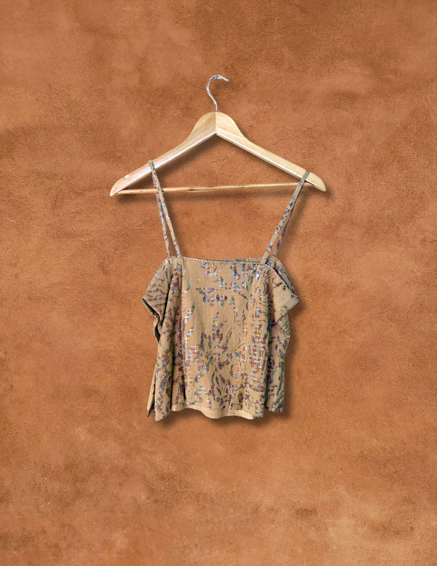 Rare Vintage 70s Rainbow Foil Leather Tank Top
