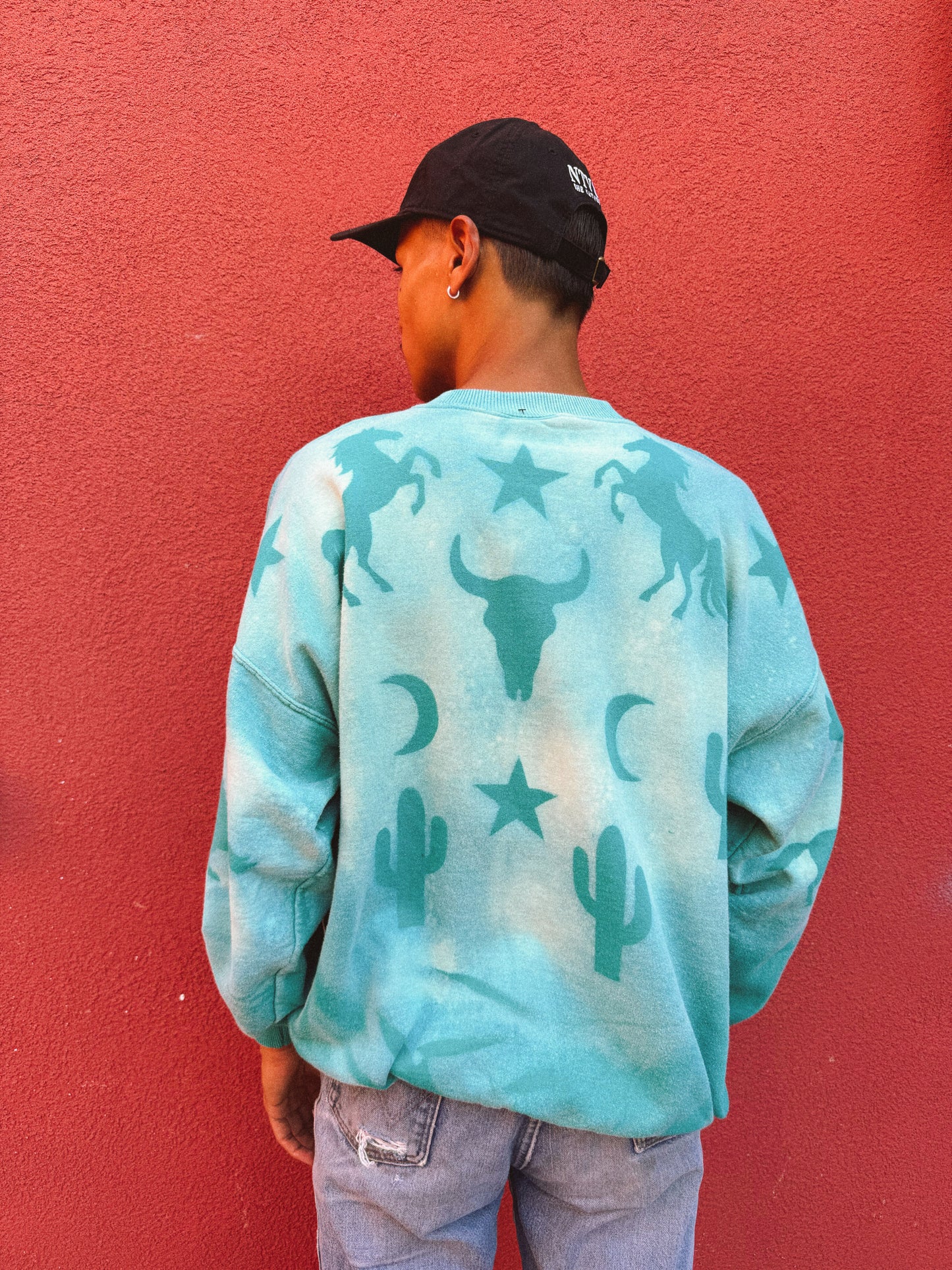 Upcycled Vintage Crewneck Sweatshirt- 54 x 28 Eclectic Southwest