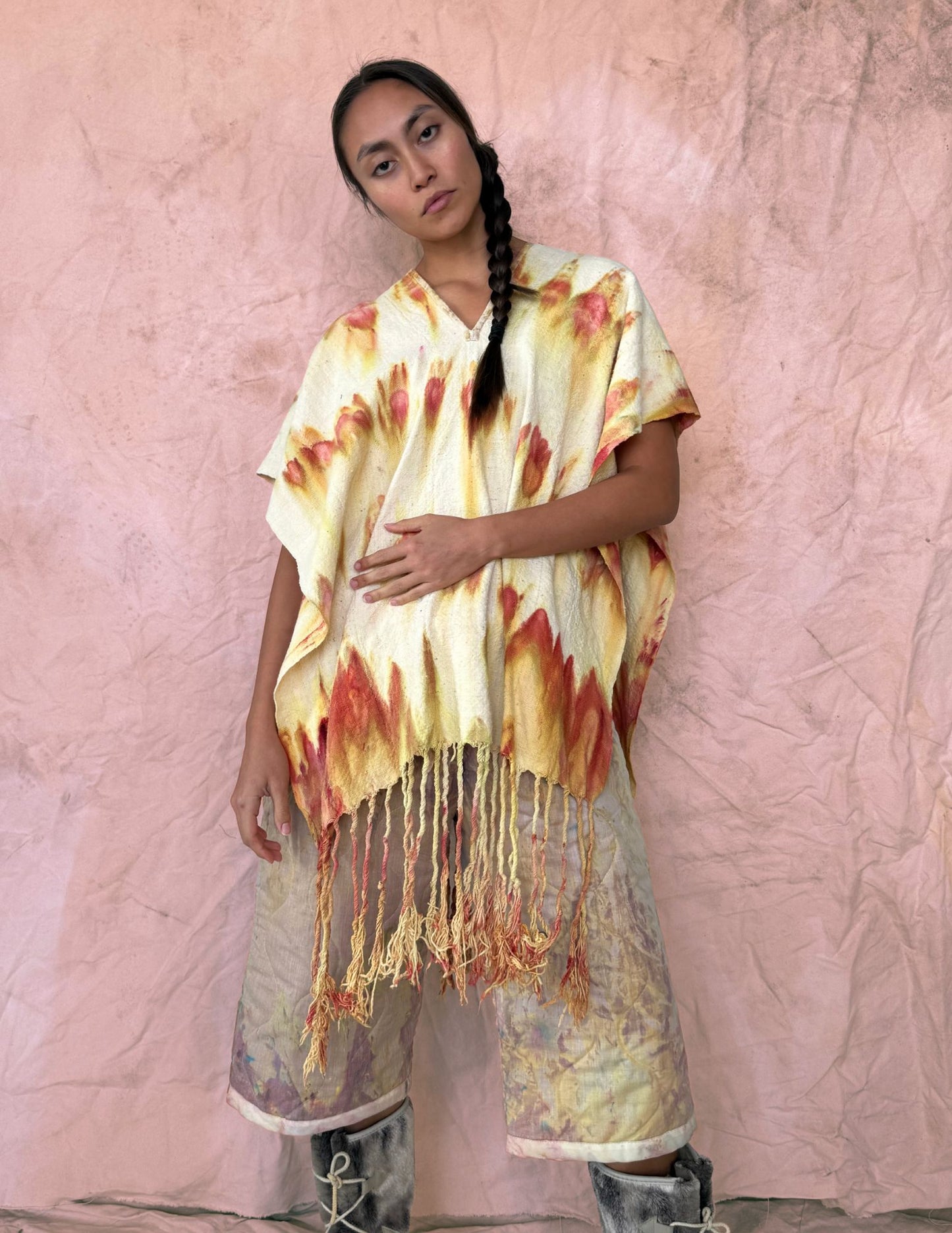 Upcycled  Vintage Mossi Cloth Poncho