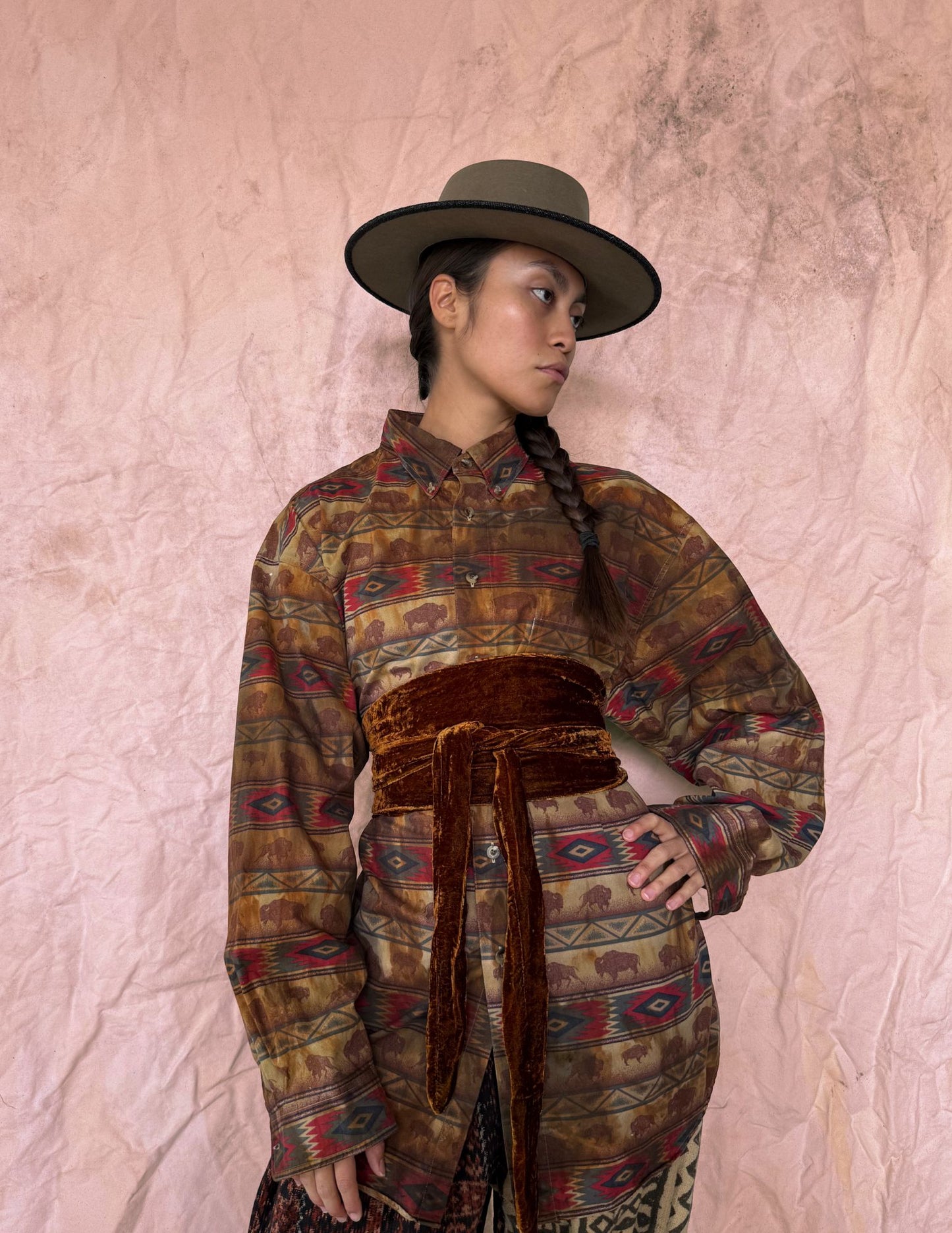 Upcycled Vintage 80s Rodeo Shirt — Buffalo Print