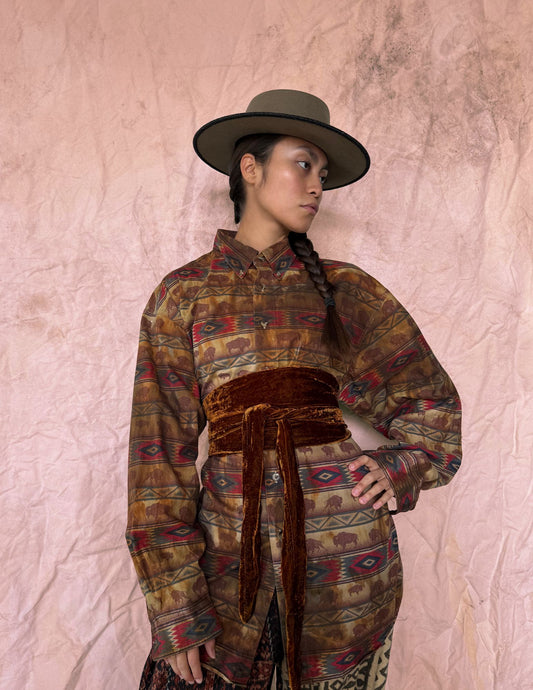 Upcycled Vintage 80s Rodeo Shirt — Buffalo Print