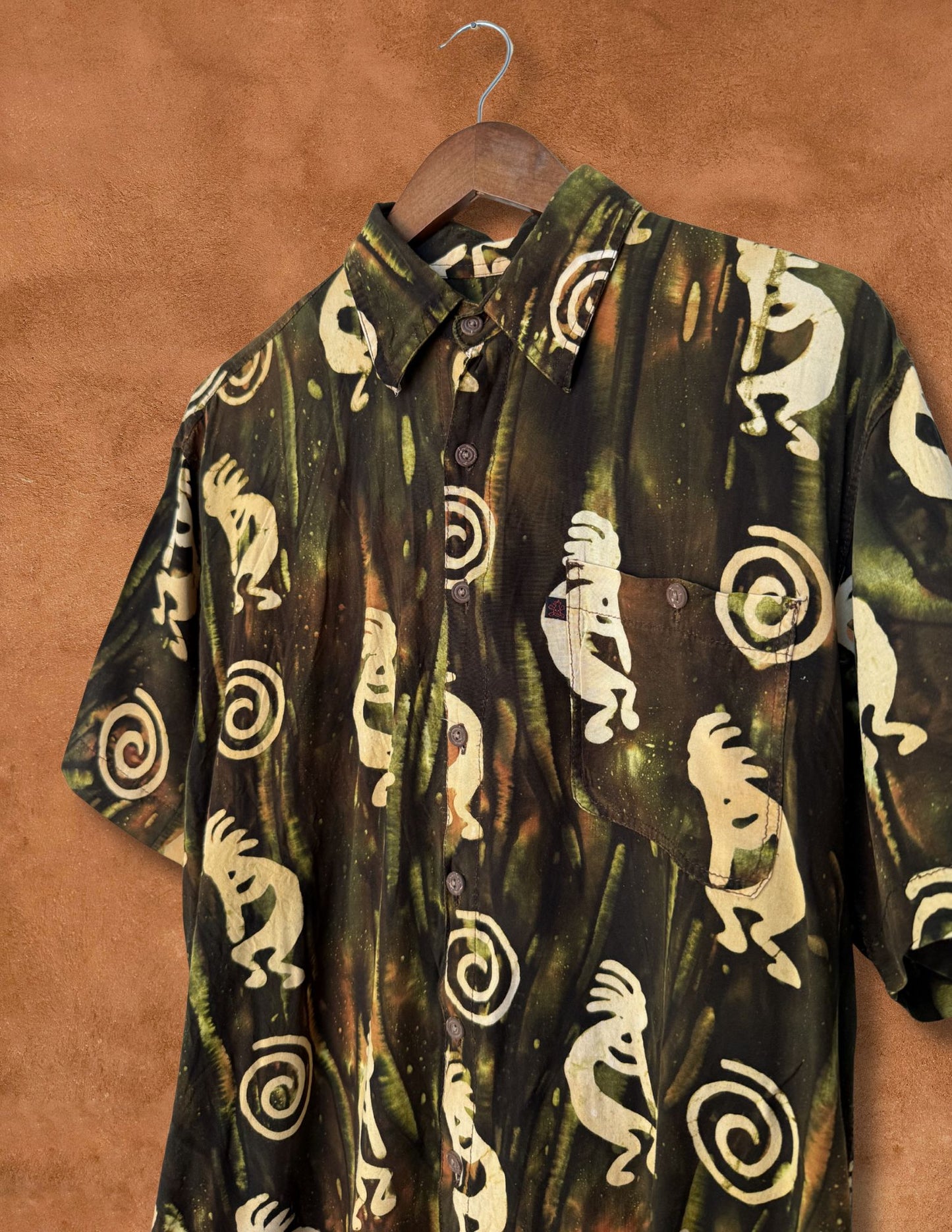 Upcycled Vintage Hawaiian Shirt - 48 x 28 Kokopelli
