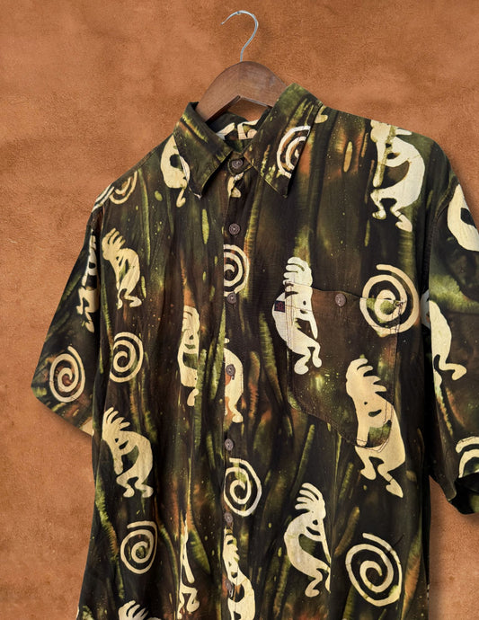 Upcycled Vintage Hawaiian Shirt - 48 x 28 Kokopelli