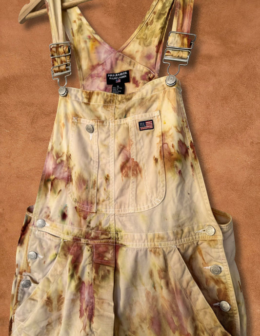 Upcycled Vintage 80s Cotton Canvas Short Overalls 32 x 5