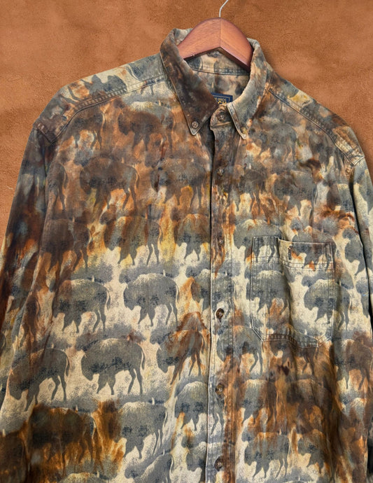 Upcycled Vintage 80s Rodeo Shirt — Buffalo Print