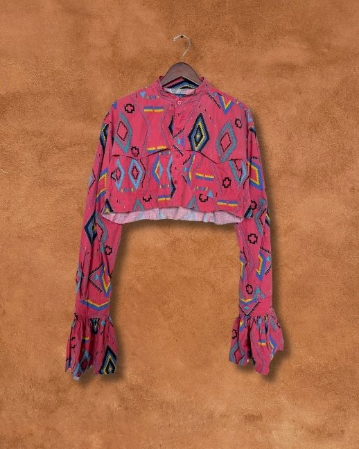 Upcycled Vintage Cropped Western Shirt