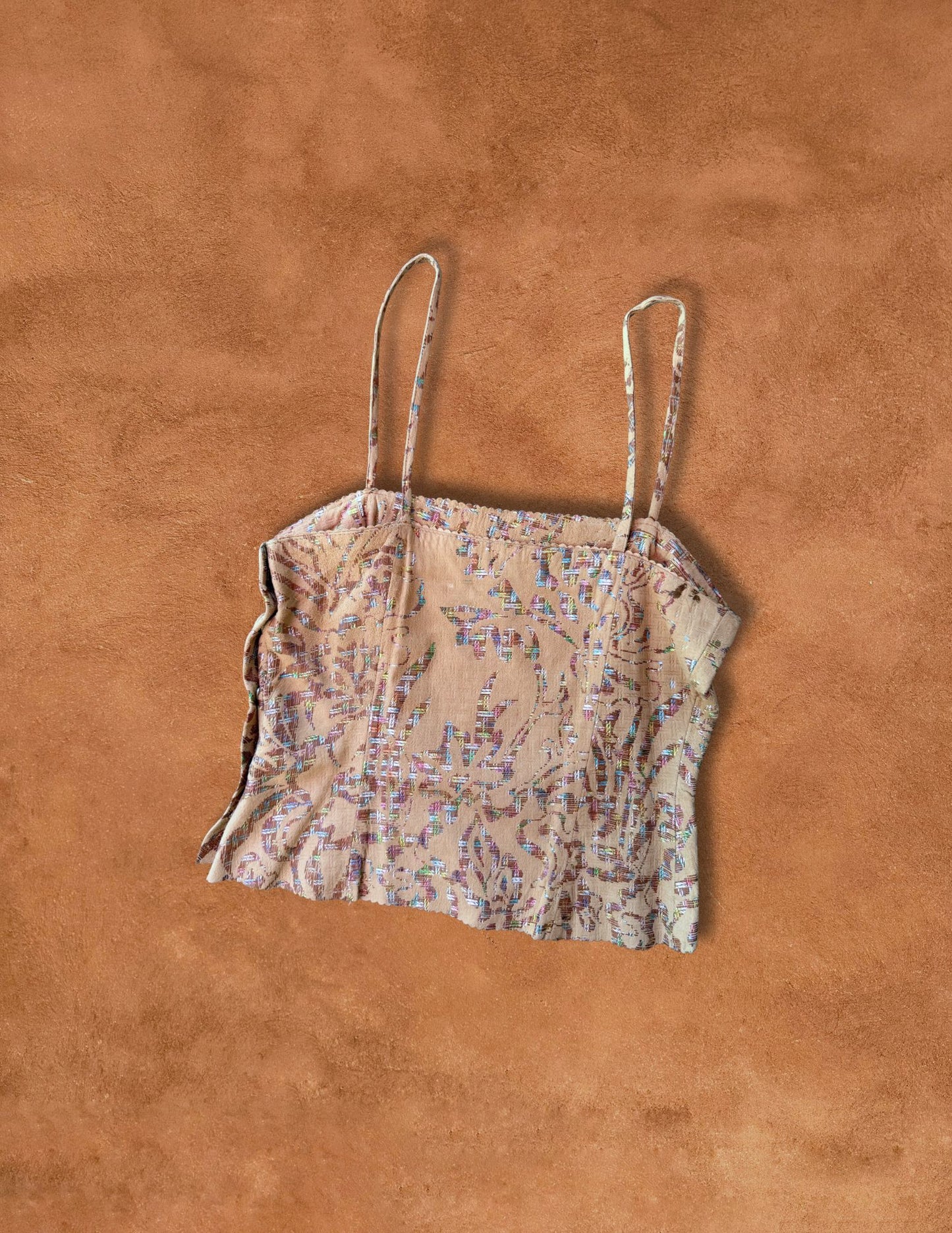 Rare Vintage 70s Rainbow Foil Leather Tank Top