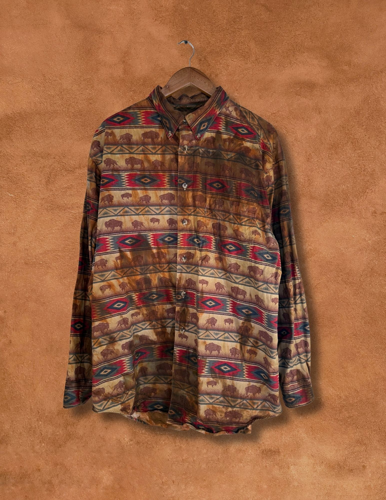 Upcycled Vintage 80s Rodeo Shirt — Buffalo Print