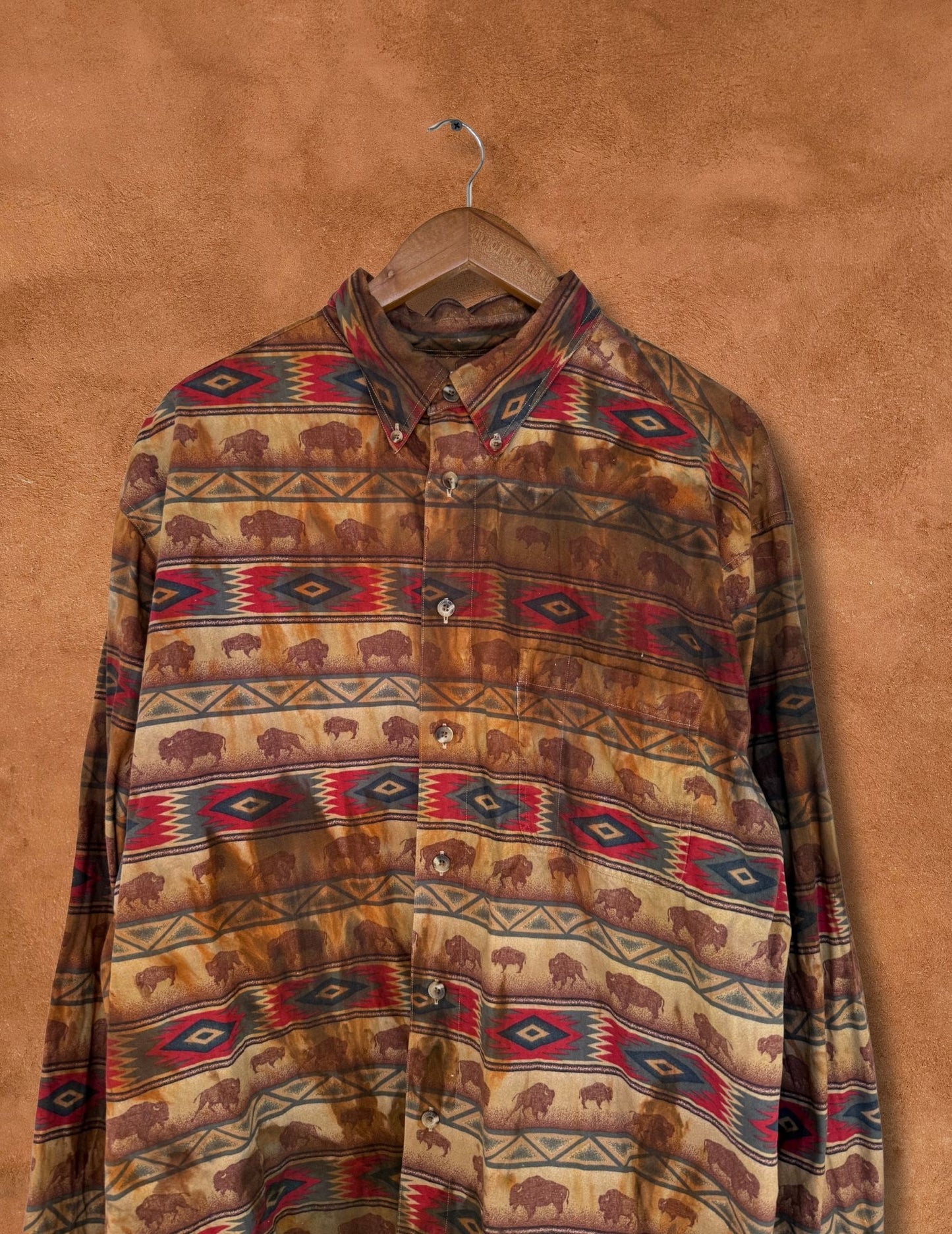 Upcycled Vintage 80s Rodeo Shirt — Buffalo Print