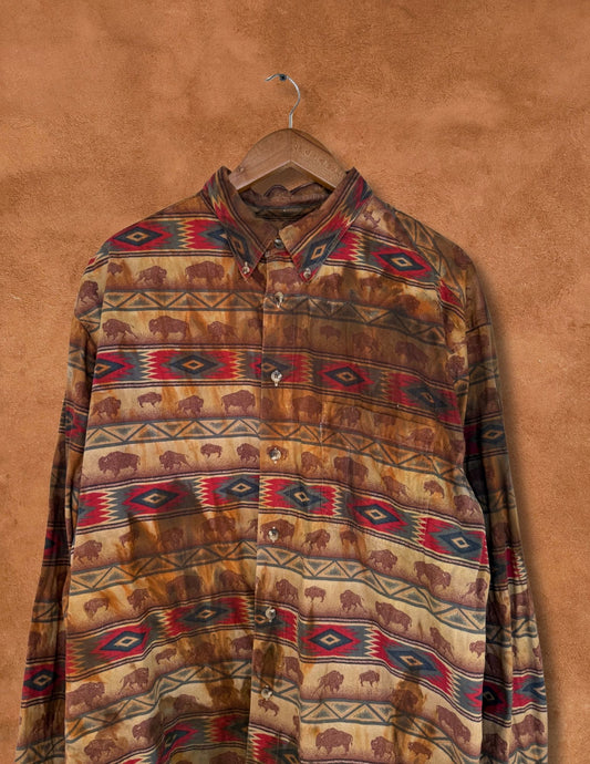 Upcycled Vintage 80s Rodeo Shirt — Buffalo Print