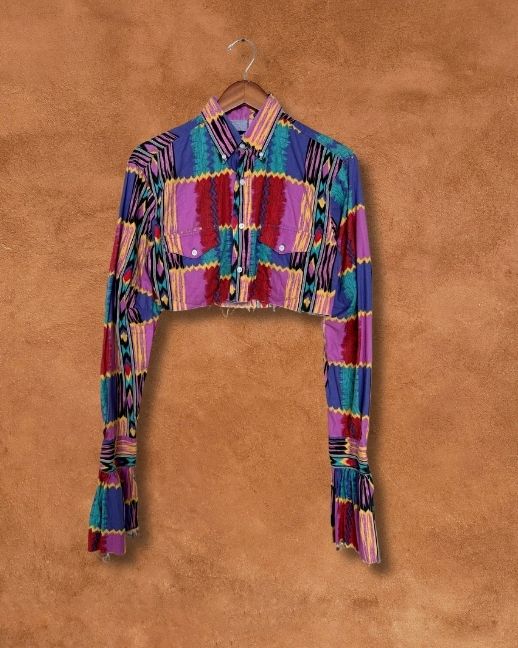 Upcycled Vintage Cropped Western Shirt