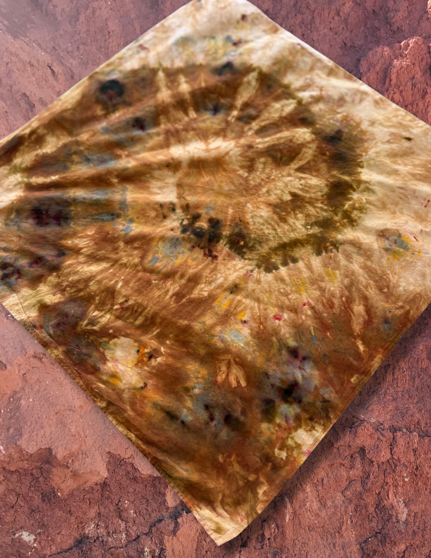 Limited Edition Hand Dyed Organic Cotton Bandana -Gold Ore