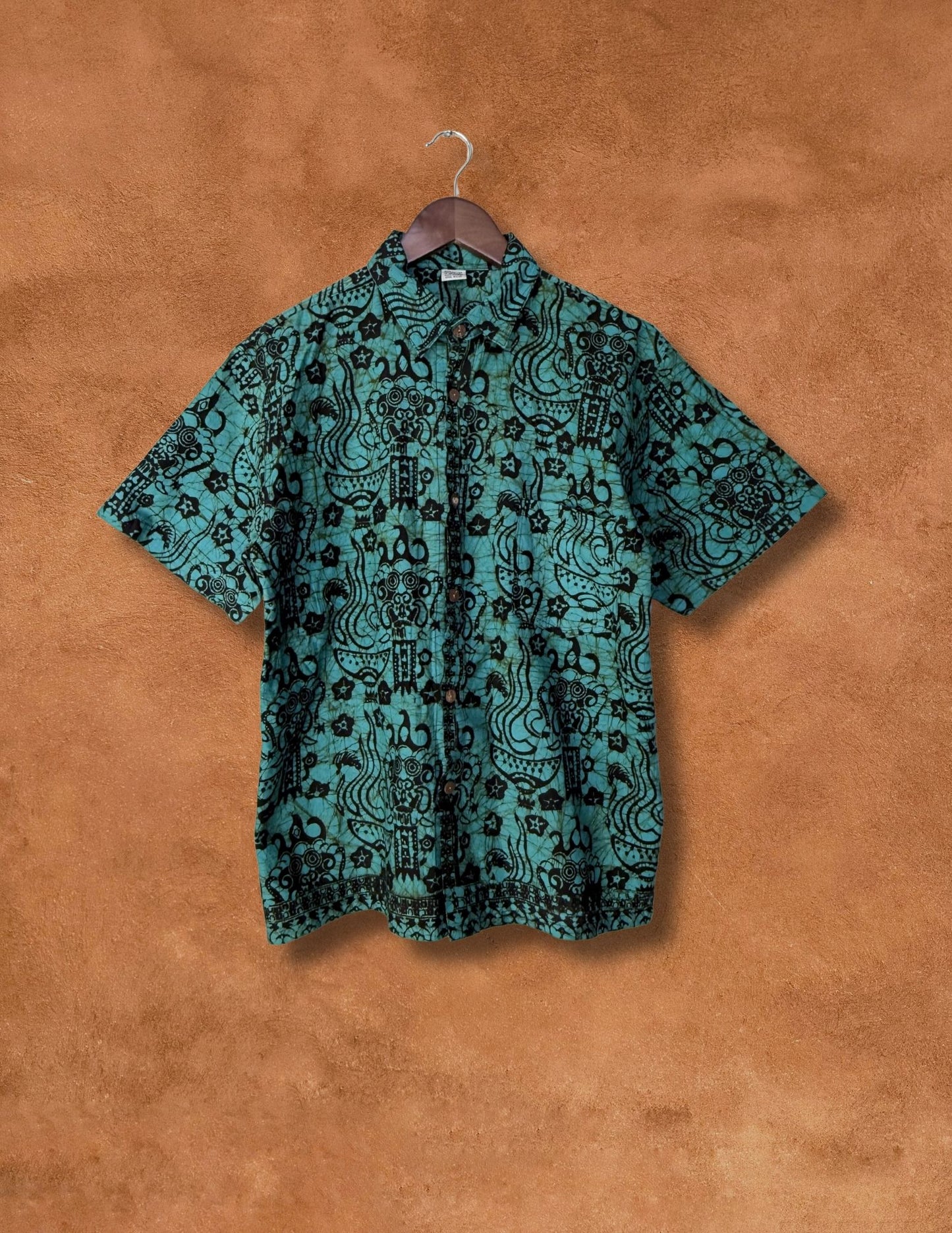 Vintage 70s Handmade Batik Shirt 40 x 27