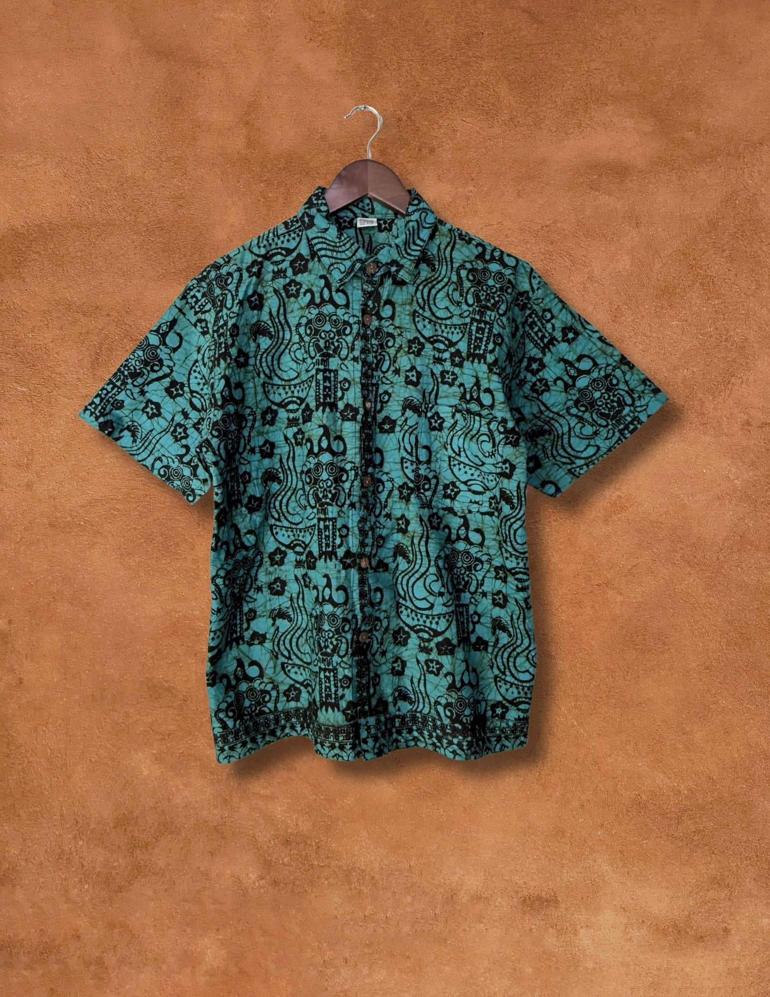 Vintage 70s Handmade Batik Shirt 40 x 27