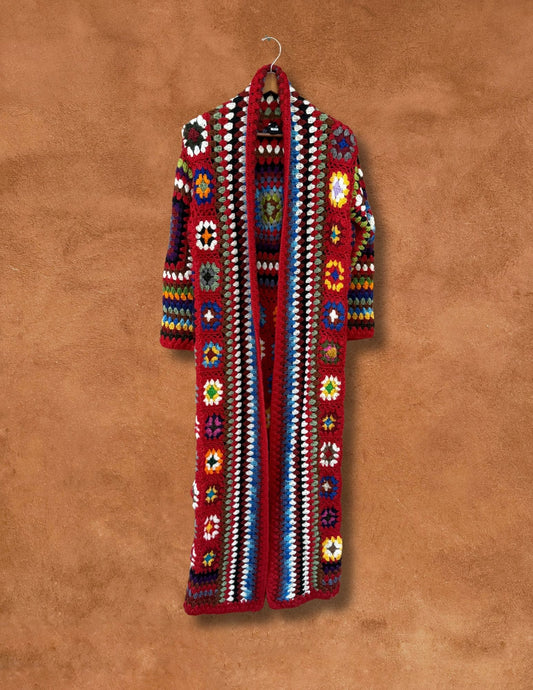 Vintage Hand Crochet Maxi Jacket