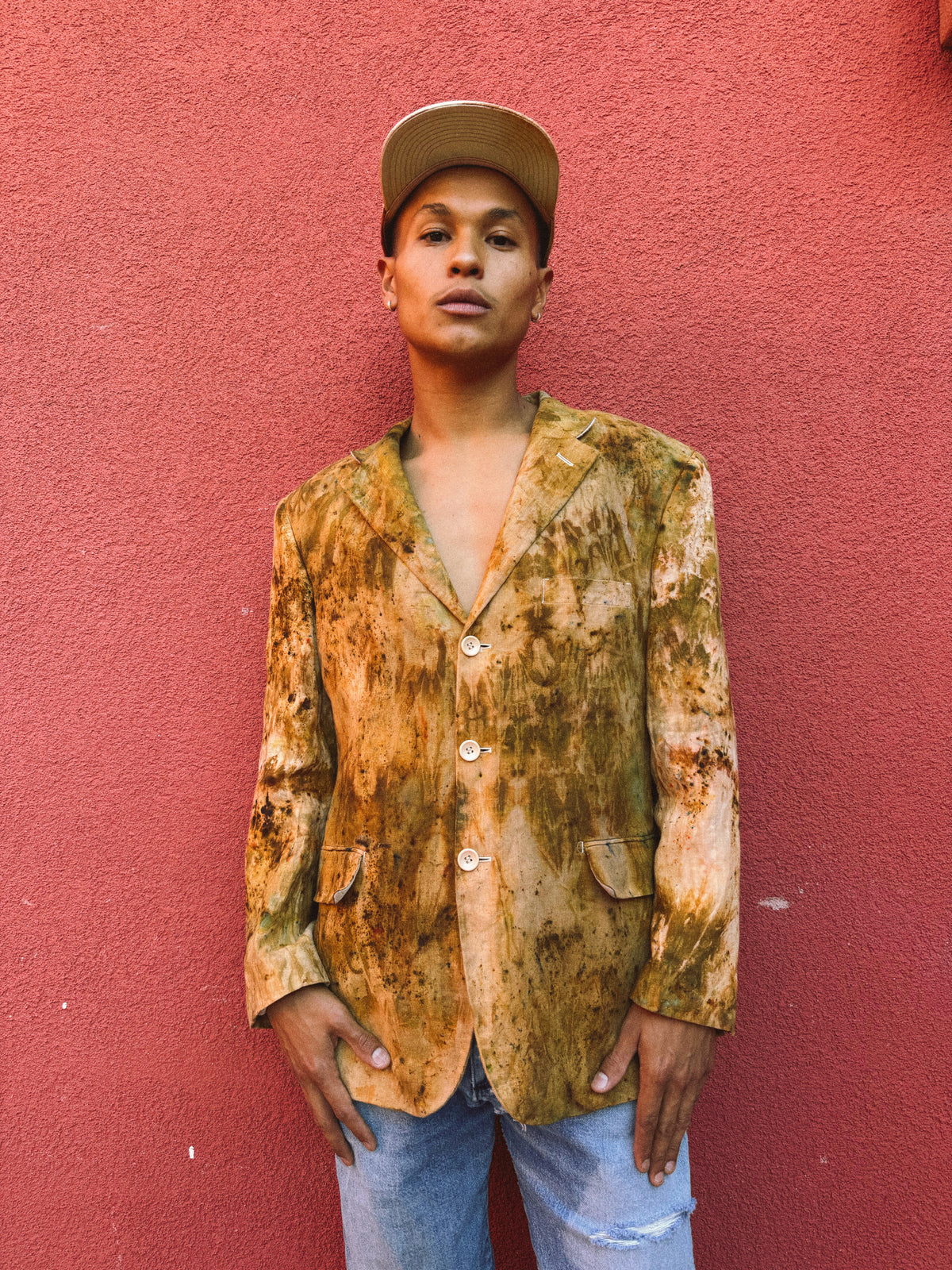 Upcycled Vintage Linen Menswear Blazer 44 x 30
