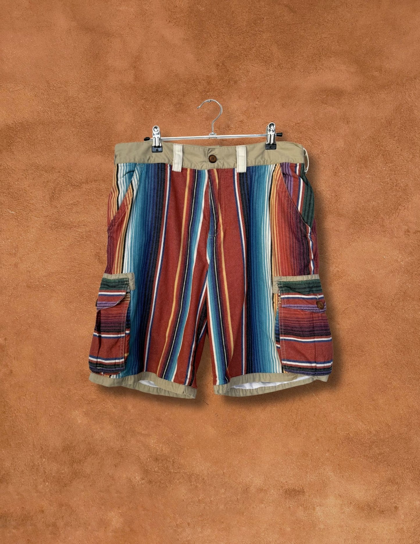 Vintage 90s Serape Stripe Shorts- 32 x 10