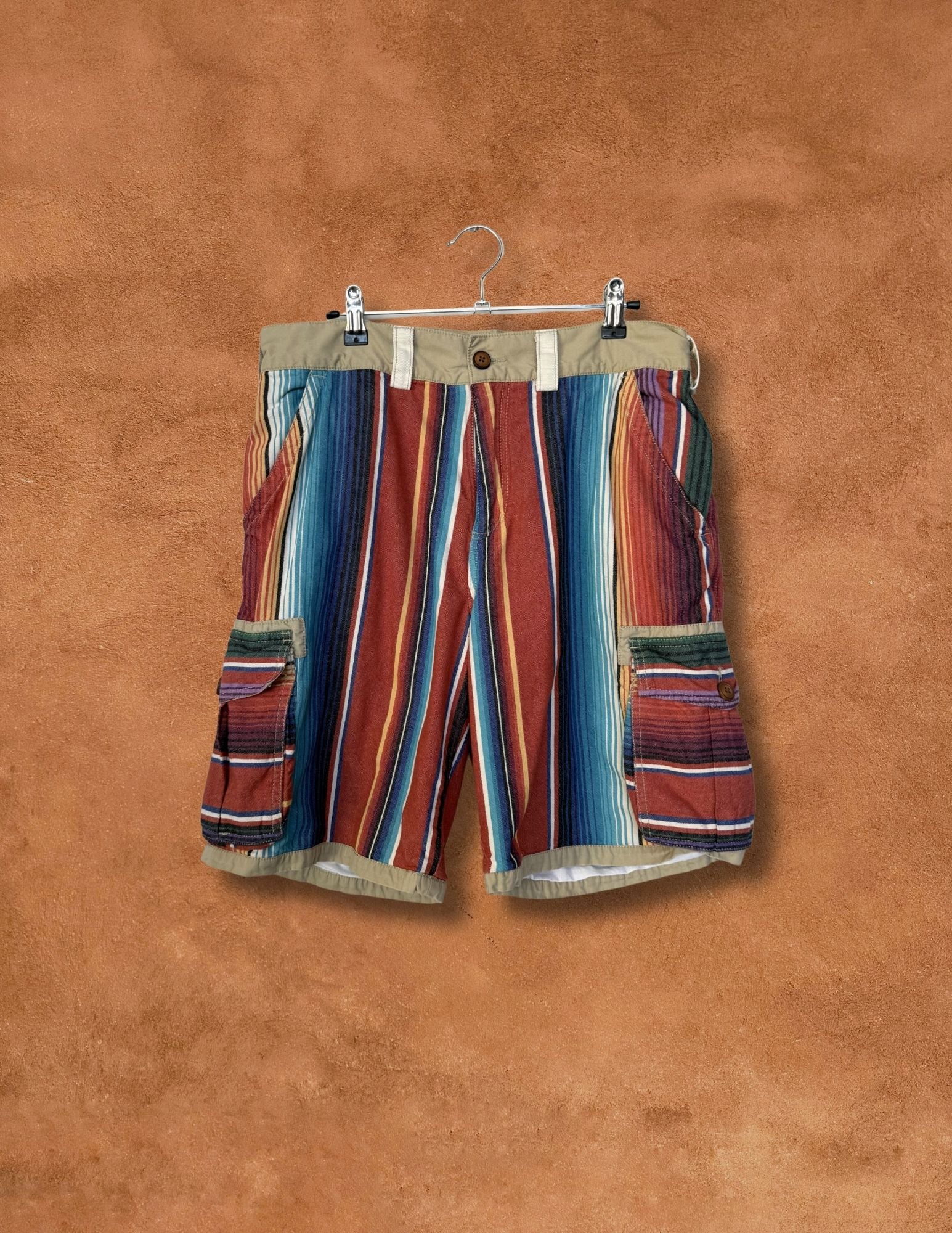 Vintage 90s Serape Stripe Shorts- 32 x 10