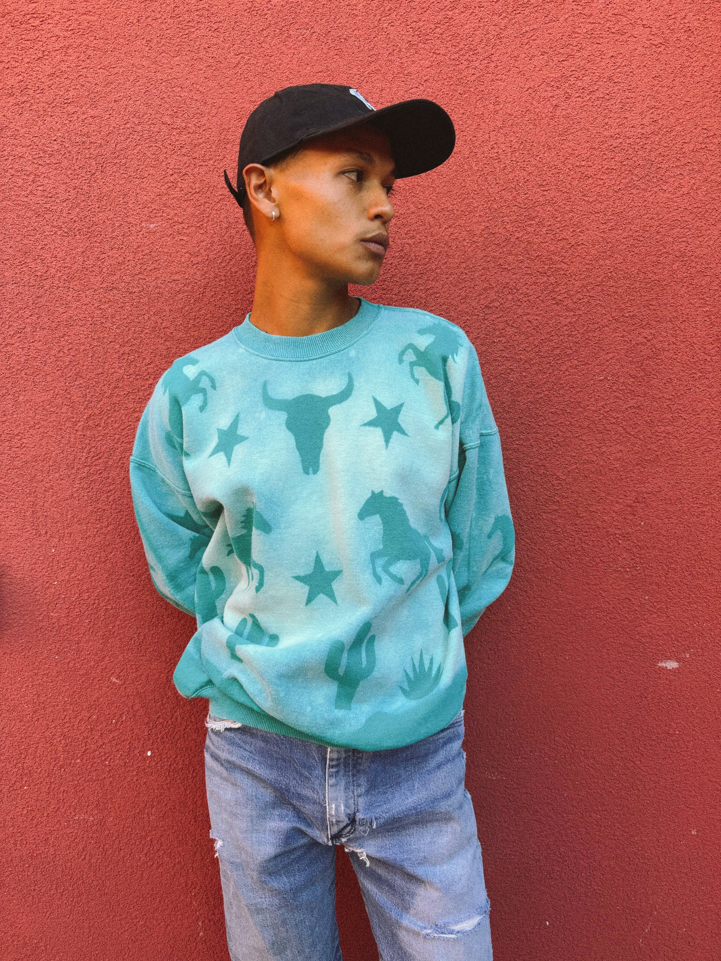 Upcycled Vintage Crewneck Sweatshirt- 54 x 28 Eclectic Southwest