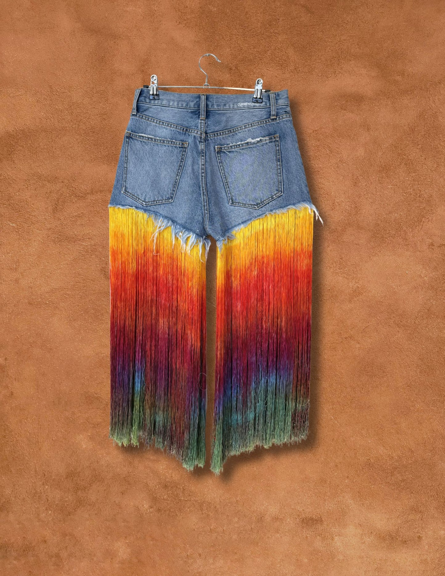 Upcycled 90s Vintage Denim Fringe Short 36 x 22