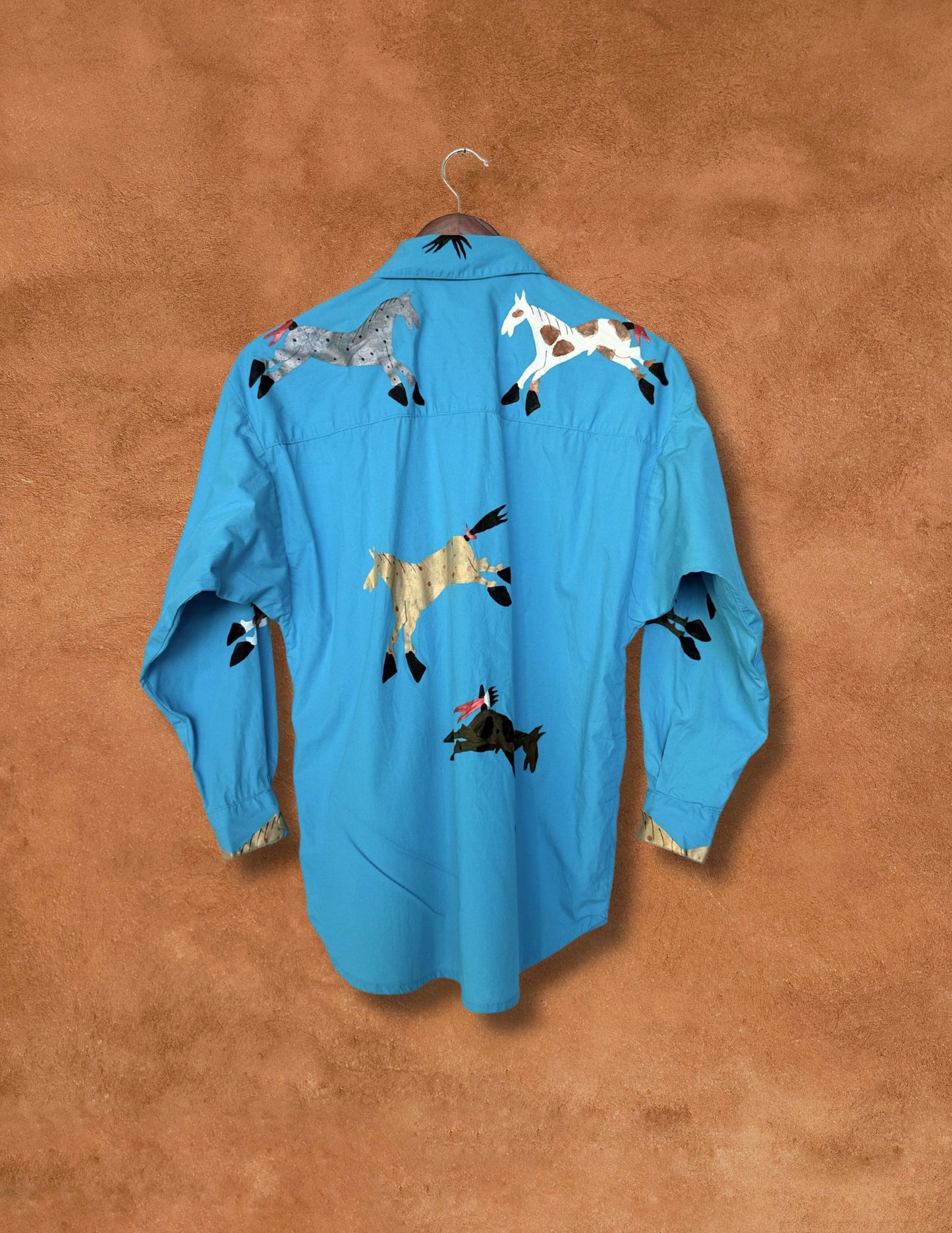 Vintage Handpainted Horses 80s Shirt 40 x 27