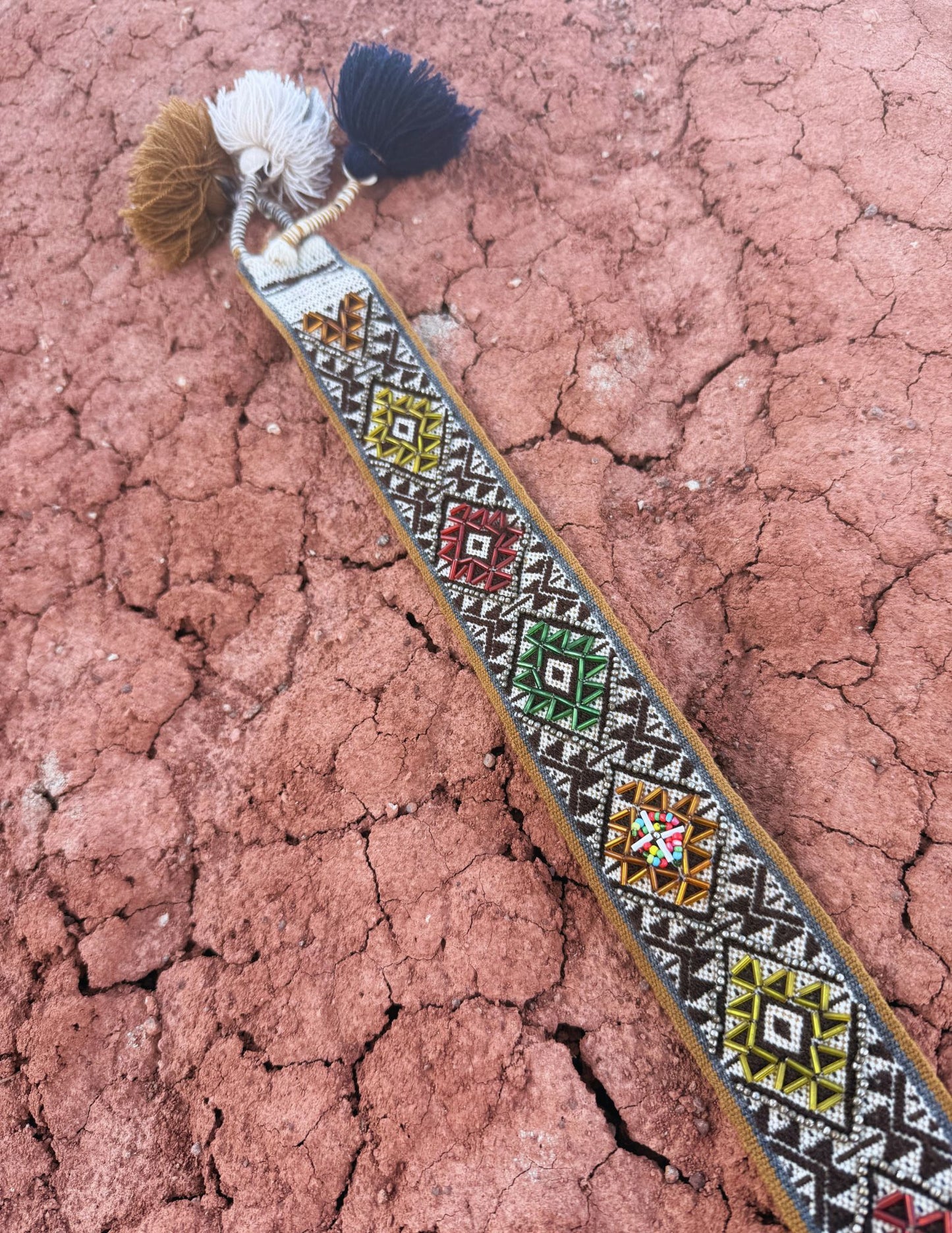 Handwoven Peruvian Chumpi Hat Band with Beadwork