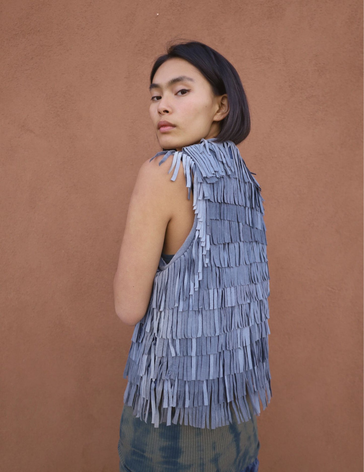 Vintage 80s Fringed Suede Vest