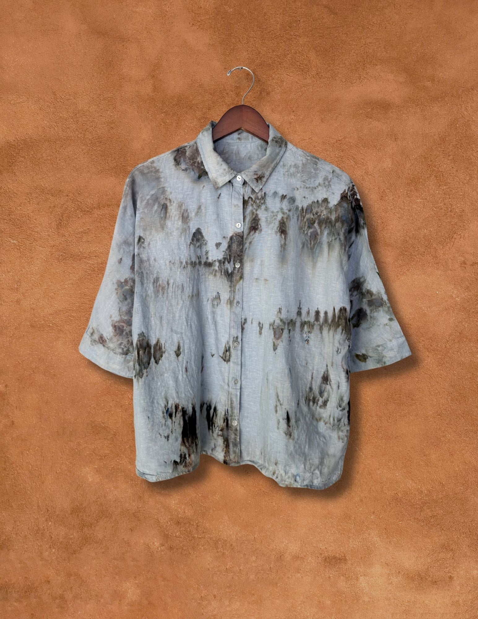 Upcycled Vintage Linen Shirt 46 x 25