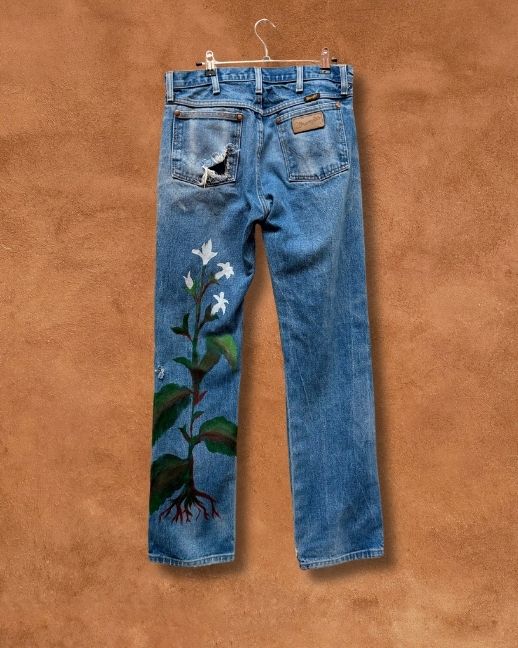 Handpainted Vintage Denim Jeans 31 x 31 by Alexandra Barton
