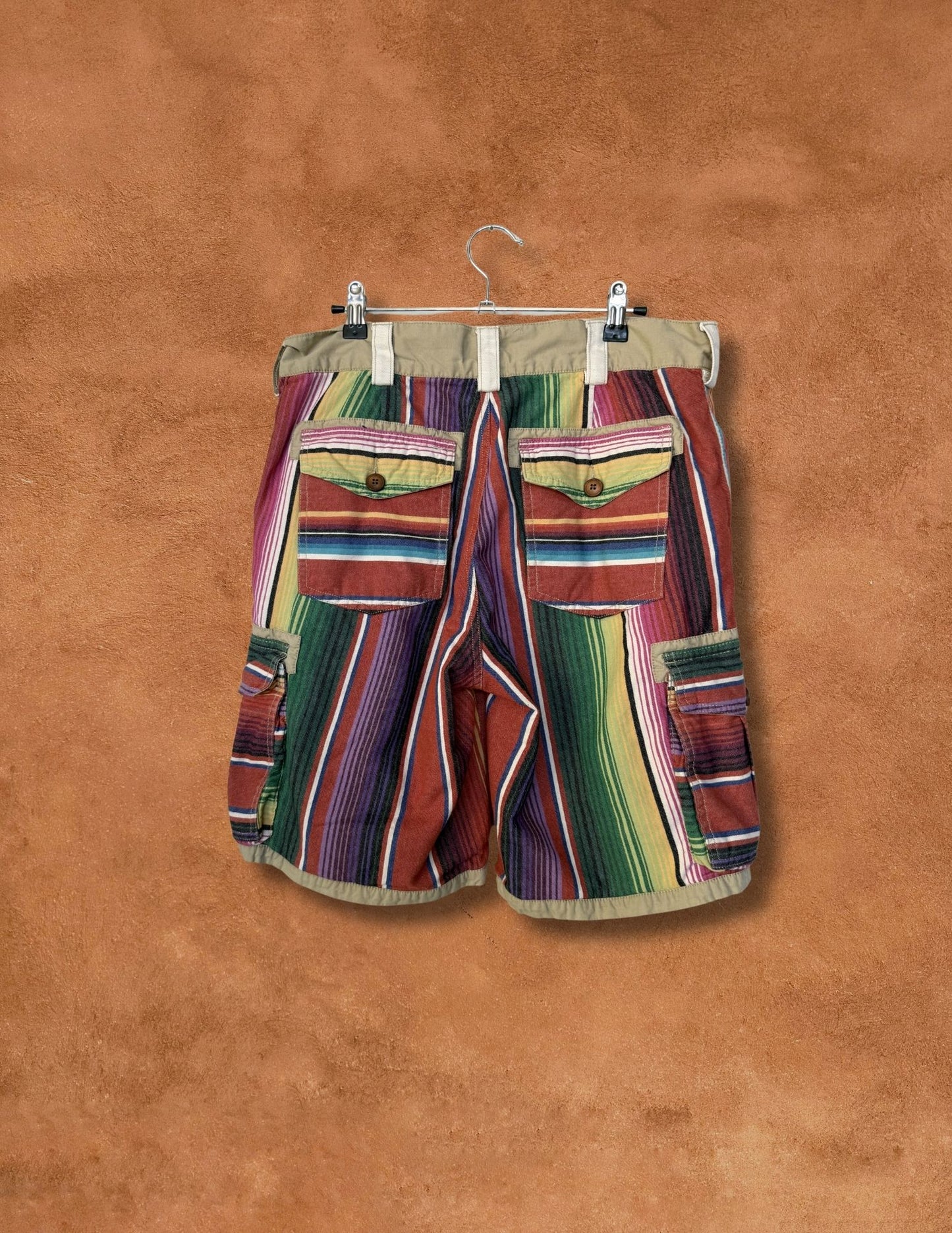 Vintage 90s Serape Stripe Shorts- 32 x 10