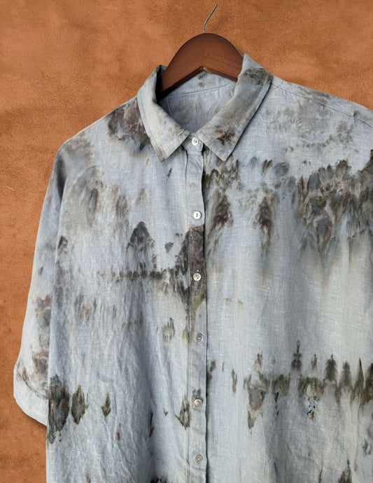 Upcycled Vintage Linen Shirt 46 x 25