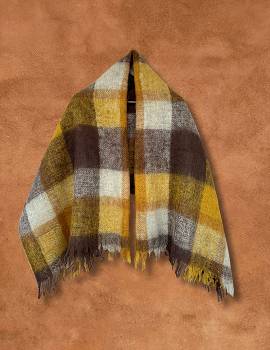 Vintage Plaid 70s Plaid Shawl