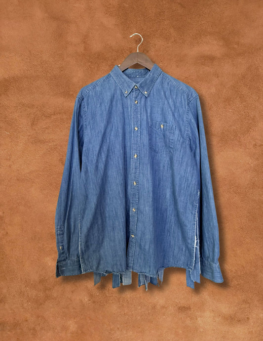 Vintage 90s Fringed Denim Shirt 48 x 30