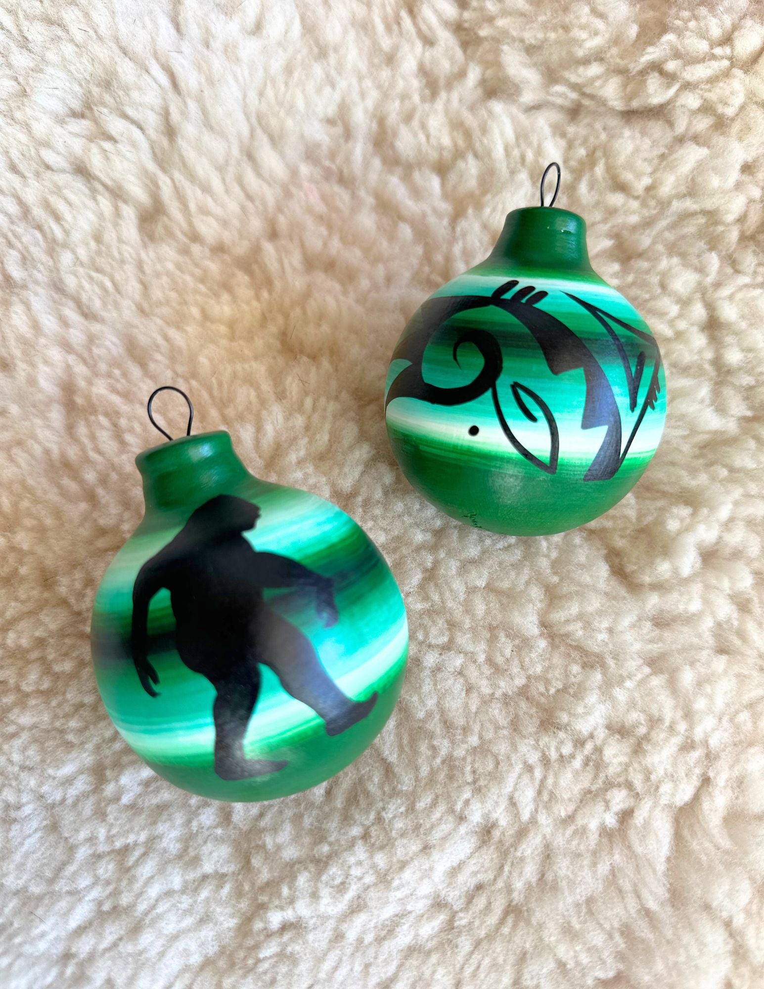 Navajo Made Handpainted Clay Ornament - Bigfoot